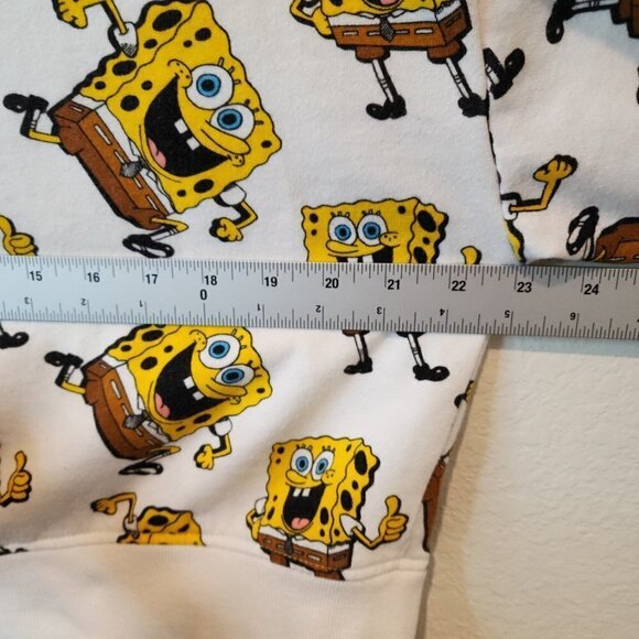 Nickelodeon XL Sponge Bob White Cropped Oversize Hoodie Sweatshirt JUNIORS - Picture 4 of 6